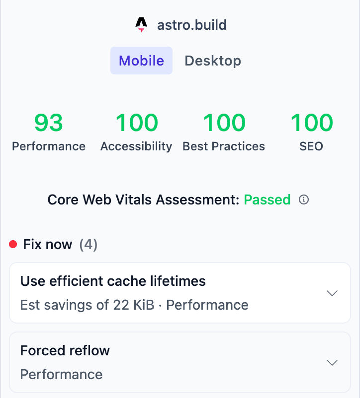 SEO Performance Metrics UI